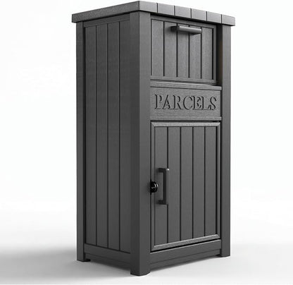 Package Delivery Box for Outside, Large Lockable & Weatherproof Anti-Theft Large Parcel Drop Box for Porch, Curbside, House Storage, Classic Black(60 Gallon)