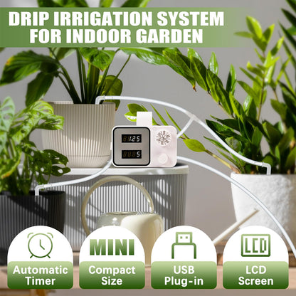 Indoor Plant Watering System,Automatic Plant Waterer, Drip Irrigation Kits Vacation Plant Watering Devices, Automatic Watering System for Potted Plants with15 Potted Watering Timer