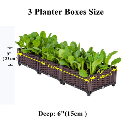 Elevated Planting Box, Indoor Outdoor Planter Boxes, Modern Rattan-Style Plastic Plant Stand, Garden Raised Bed for Vegetables, Herbs, Flowers,48"x16"x9"/120x40x23cm