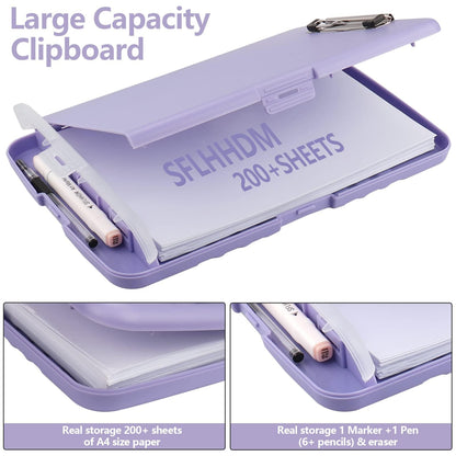 SFLHHDM Clipboard with Storage, Clip Boards 8.5x11, Plastic Clipboard with Pen Holder, Purple Clipboards, Clip Board Folder for Women Teachers Work, School & Office Supplies