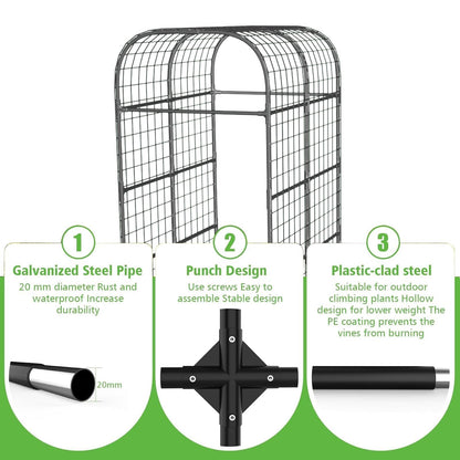 Metal Garden Arch Trellis, 7.3Ft Black for Raised Beds, Plant Support for Cucumbers & Climbing Vegetables