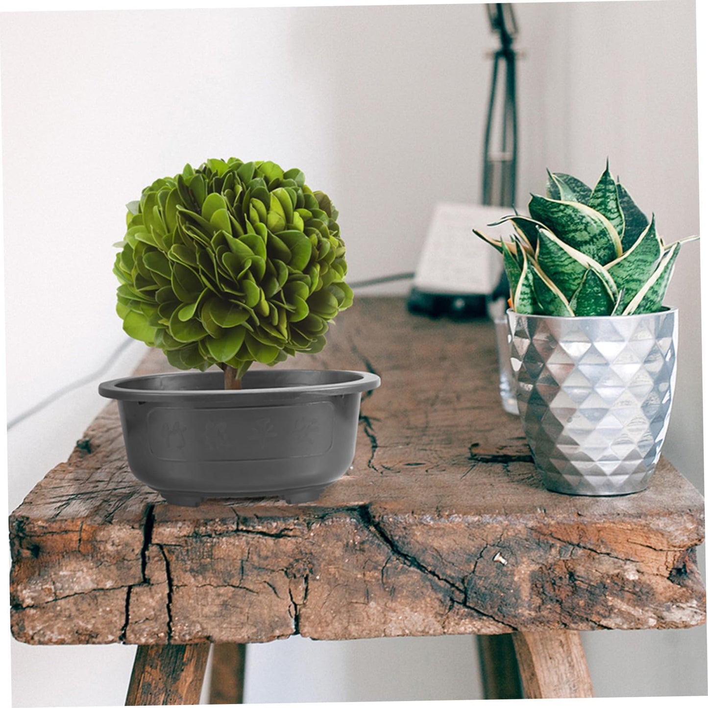 Kisangel 2pcs Large Oval Planters with Drainage Lightweight Durable Flower Pots for Gardening Reusable Plant Containers for Flowers and Bonsai Home Decor