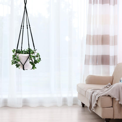 Shineloha Giant XXL 55 Inches Macrame Planter Hanger Large for 15 inch Pot + Swag Hook | Extra Large Hanging Planter for Indoor Plants | No Pot/Plant Included (XXL Black)