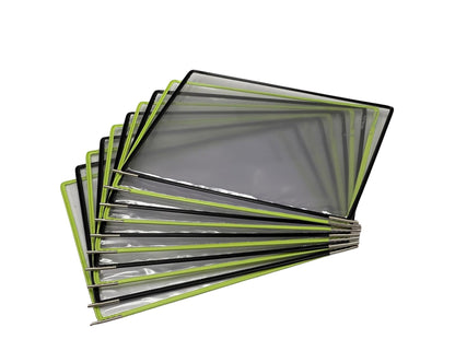 Tarifold Wall Mount Reference System with 10 Double-Sided Green & Black-Framed Display Pockets - 20 Sheet Capacity - Letter-Size (WBL291)