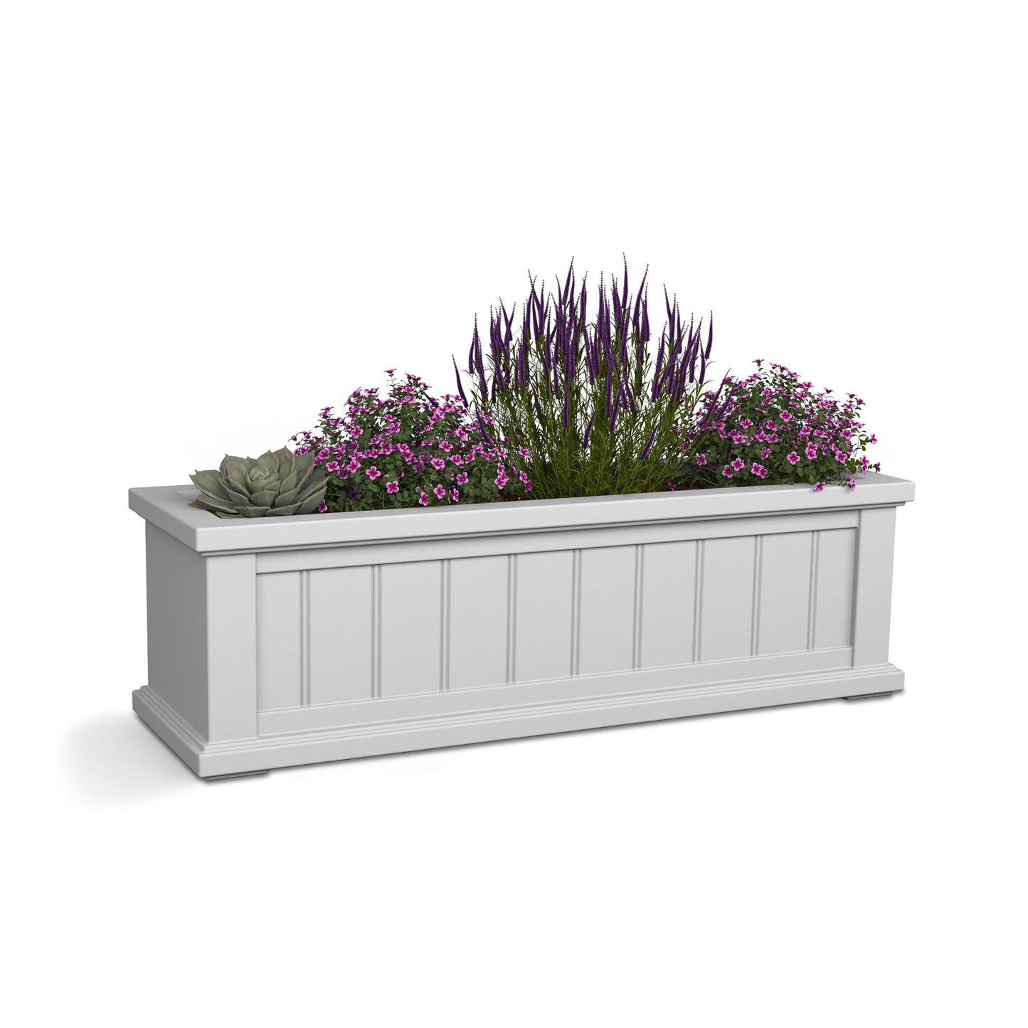 Mayne Cape Cod 3ft Window Box - White - 36in L x 11in W x 10.8in H - with 6.5 Gallon Built-in Water Reservoir (4840-W)
