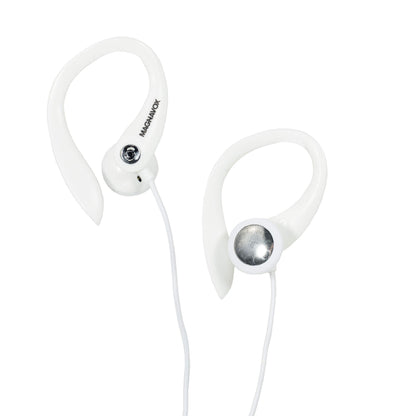 Magnavox MHP4854-WH Earhook Earbuds with Microphone - Available in Black & White - Durable Rubberized Cable