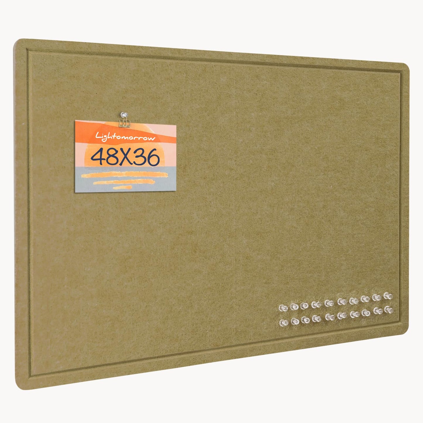 Bulletin Board, 24 x 18 inches Felt Board Decorative Pin Board, Cork Board Alternative for Wall, Foldable Photo Board Self-Adhesive Vision Board Mood Board with 20 Pushpins - Olive