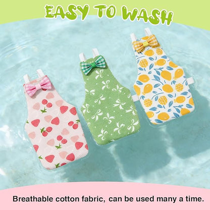 Bird Diaper Flight Suit, 3-Packs Lightweight Reusable Washable Elastic-Straps Parrot Clothes for Peony/Monk Parakeet, Prevents Poop Leaks & Feather Pecking (Bow+Lemon+Cherry, L)