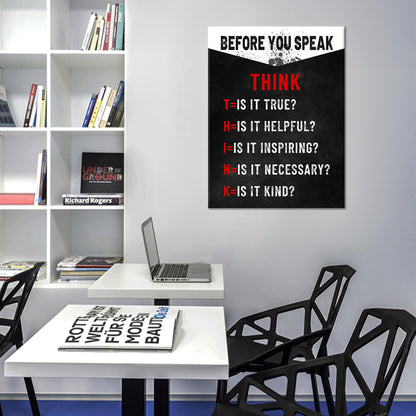 Inspirational Poster Wall Art Think Entrepreneur Positive Quotes Print on Canvas Motivational Signs Picture Painting Wall Decor Artwork for Modern Home Bedroom Gym Stretched and Framed [18''Wx24''H]