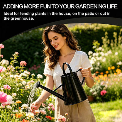 SunnyTong Metal Watering Can for Outdoor and Indoor Plants, Watering Can Decor, 1.5 Gallon（Black）