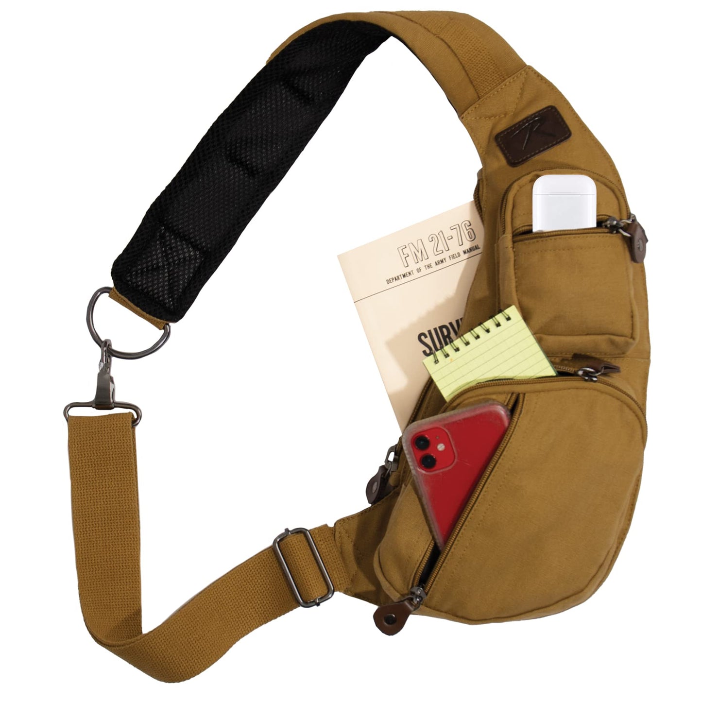 Rothco Vintage Canvas Crossbody Sling Bag – Compact Travel Shoulder Backpack 2L Storage