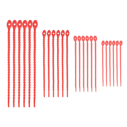 M METERXITY 48-Pack Adjustable Plant Ties, 4.7/5.9/6.7/8.2 Inch Silicone Flexible Multi-Function Garden Twist Tie for Crafts/Gift Wrapping/Gardening Plants, Reusable Support Twine [Red]