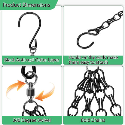 Heybe 16 inch Hanging Basket Chains 4 Point,3 Pack Thicker Chain for Hanging Plants 4 Lead, Hanging Planter Chain 4 Hooks (16 Inch-4 Point-Swivel)