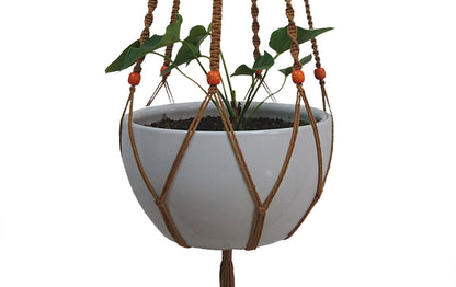 Plant Hanger Macrame Cotton 6 Legs 51 Inches for Indoor Outdoor, Living Room, Kitchen, Deck, Patio, High and Low Ceiling with Size of 10-12 inches Without The Pot (Brown)