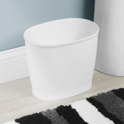 iDesign Slim Plastic Bathroom Trash Can, Small Garbage Bin for Bedroom, Office, Desk, Dorm, White