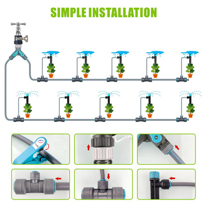 Drip Irrigation System 99FT, Complete Automatic Drip Irrigation Kit with Quick Connector, Garden Watering System for Potted Plants with 12mm 6mm Irrigation Tubing Adjustable Emitters for Garden