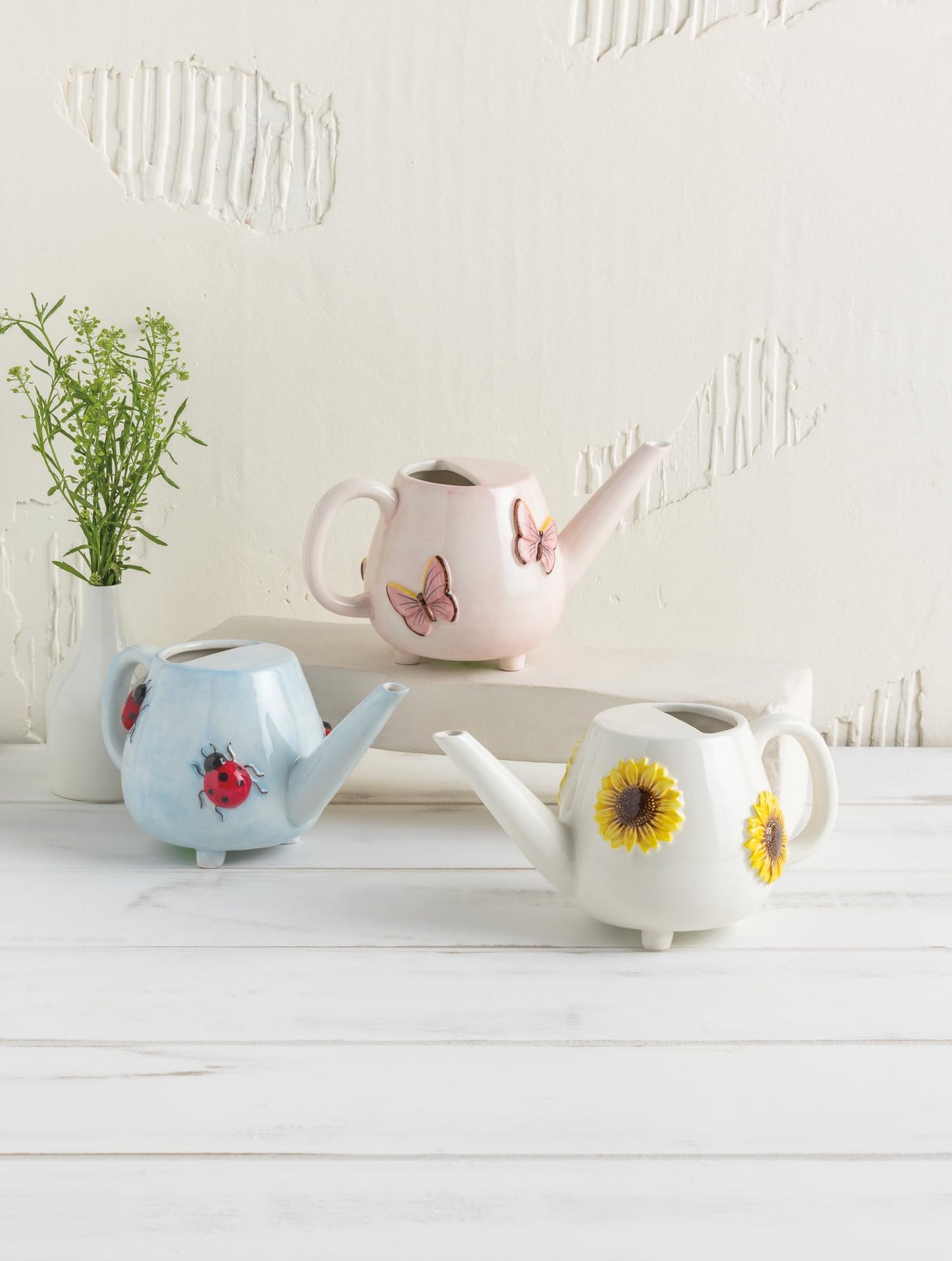 Mud Pie Butterfly Ceramic Watering Can