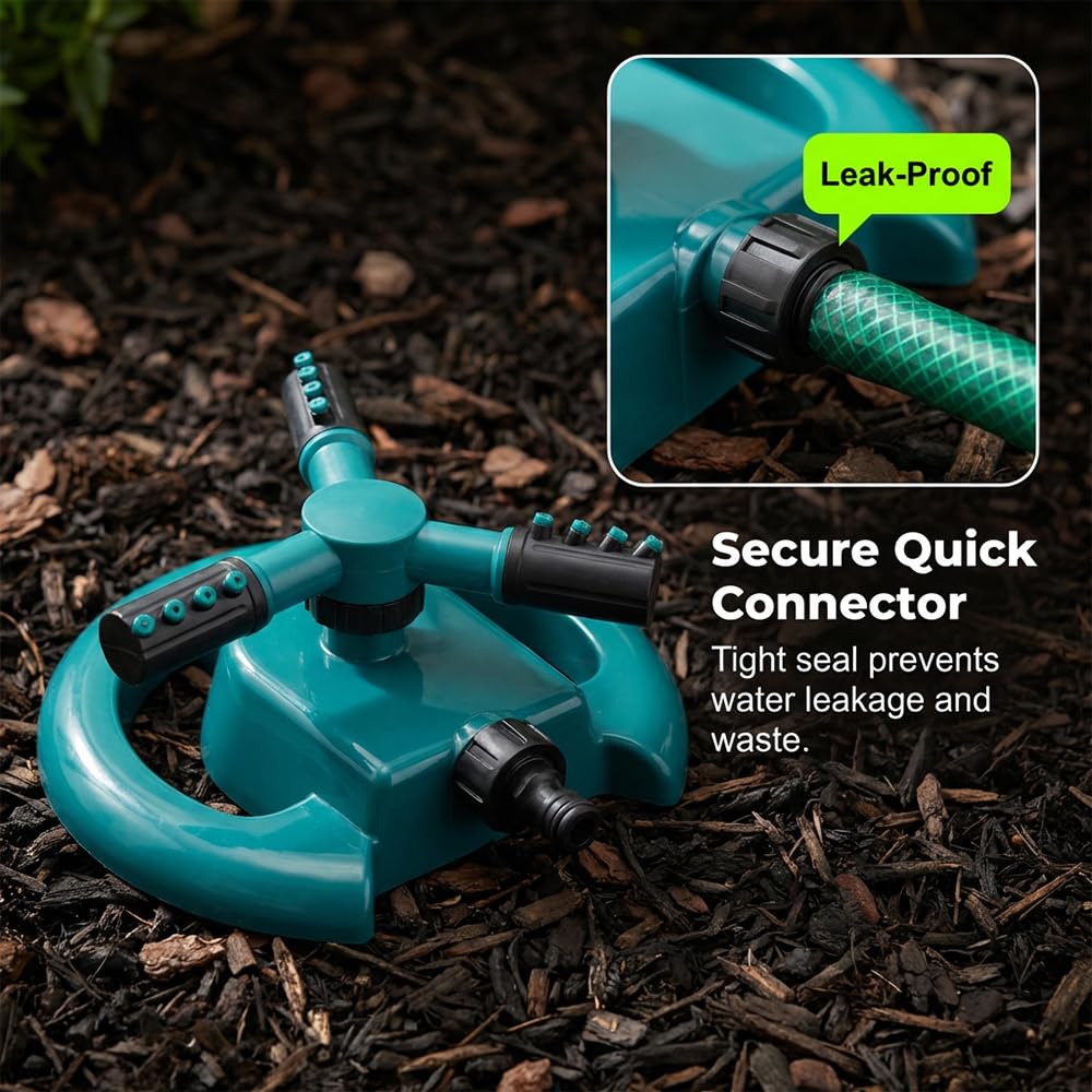 360° Rotating Garden Sprinkler, 2026 New Adjustable Yard Sprinkler for Backyard Grass Care, Durable Water Sprinkler for Water Play Outdoor Pets Water Fun (Yellow)