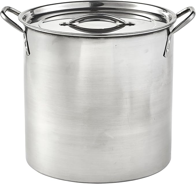 IMUSA 16 Quart Stainless Steel Stock Pot with Lid - Large Cooking Pot for Soups, Stews, Pasta, Seafood Boiling and Family Meals - Riveted Handles for Easy Transport
