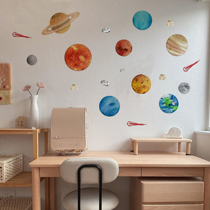 Solar System Wall Stickers for Kids, Universe Space Wall Sticker, Large Size Planet Wall Decal, Space Wall Decor for Bedroom Classroom Playroom Nursery Birthday Gift Idea(M)