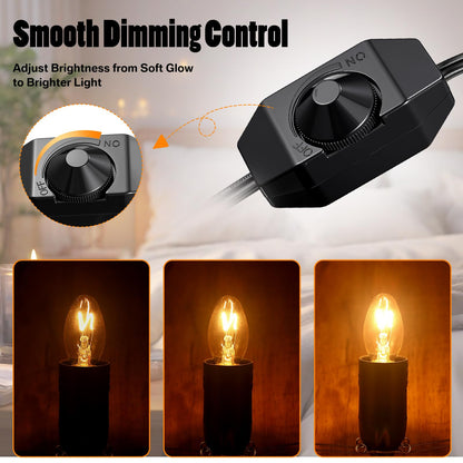 VIHOSE Salt Lamp Cord Replacement Set 4 Pack 5.9FT Power Cord with Dimmer Switch 12 Pcs C7 15w Lights Bulbs for Himalayan Rock Lamps Night Lights Decorative Replacement Accessory