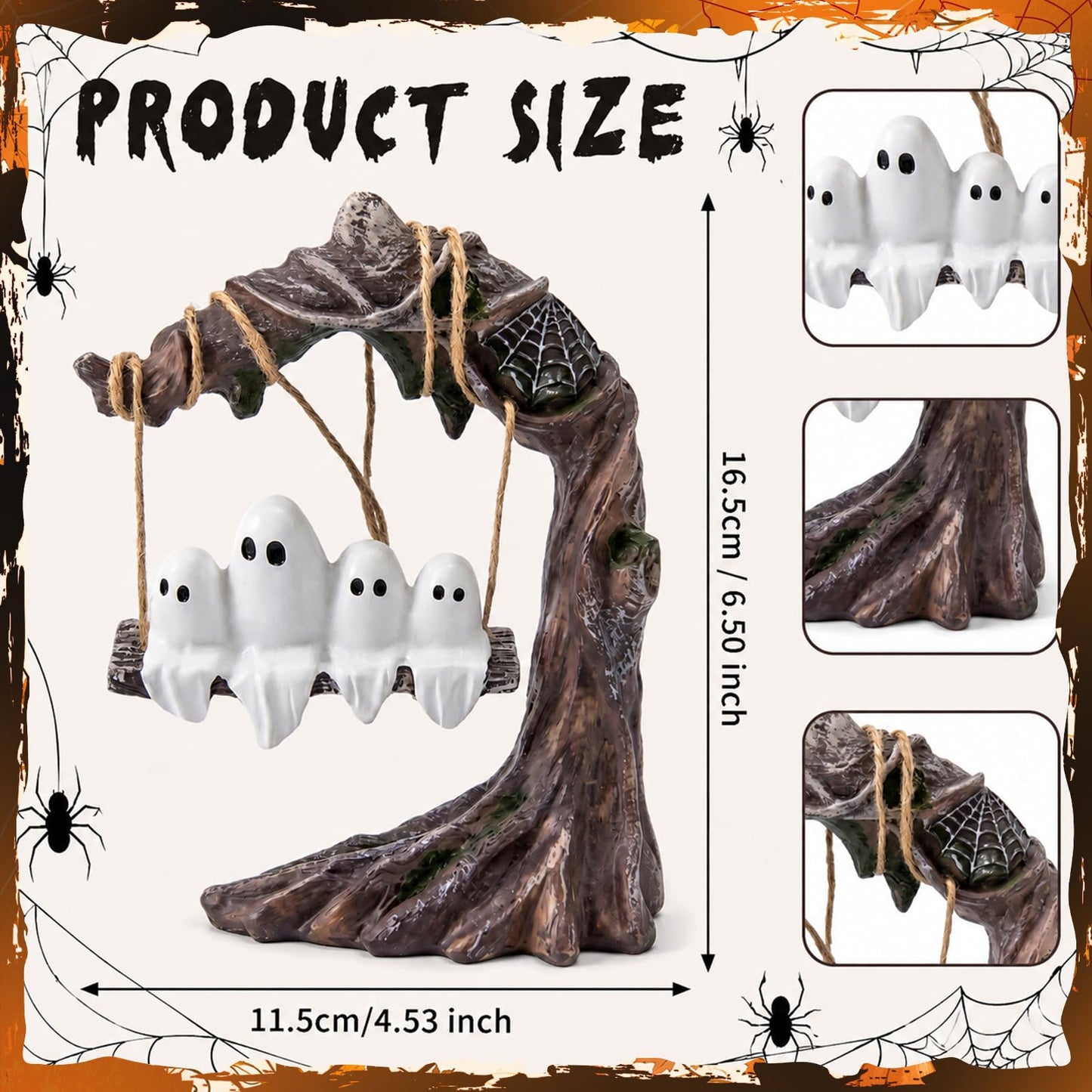 Leinuosen Swinging Ghost on Tree Halloween Table Decor Spooky Resin Statue Halloween Ghost Figurine Swinging Shadows Centerpiece Tiered Tray Decor for Home Desktop Bookshelf Indoor Outdoor Garden