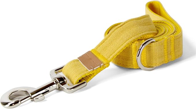 Sam and Maui Linen Blend Dog Leash with D-Ring, 4.5 FT Walking Lead for Large Dog, Mustard L