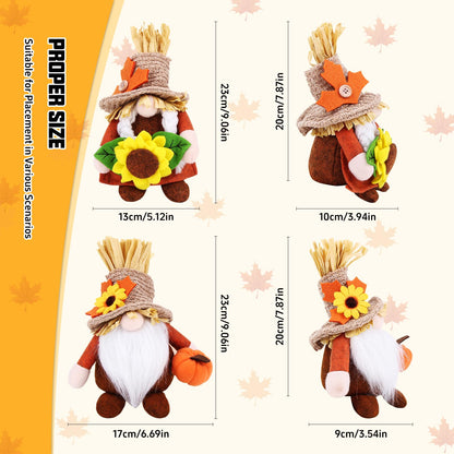 2pcs Fall Thanksgiving Gnomes Plush Decorations for Home, Cute Thanksgiving Gnomes Plush Pumpkin Maple Leaves Fall Gnome Set Home Indoor Table Tiered Tray Decor, Harvest Autumn Holiday Decoration Gift