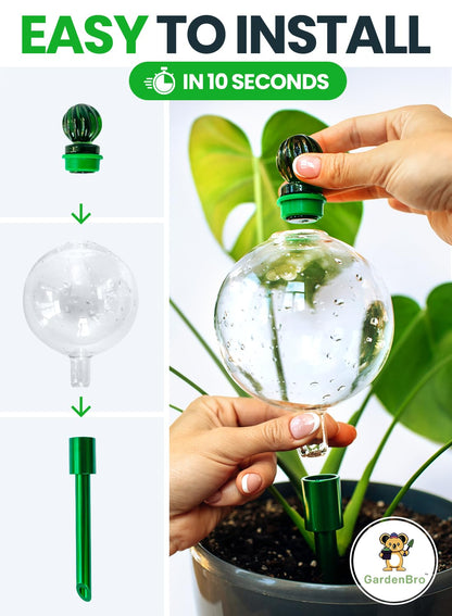 4pcs 16 Oz Plant Watering Globes for Indoor Plants with Metal Self Watering Planter Insert - Premium XL Glass Hand-Blown Globes - Automatic Plant Waterer Indoor, Gift Idea for Gardeners [4, Clear]