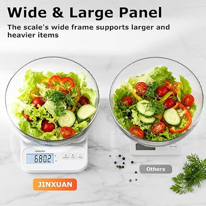 Kitchen Scale Food Scale 5kg/0.1g Digital Scale Food Weighing Scale for Cooking Baking Weight Loss, Rechargeable Coffee Scale Precision Baking Scale with Large Backlit LCD Display, USB Cord