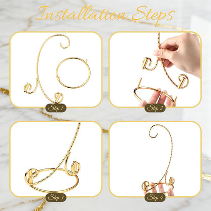 Plmmwd 2 Pcs Ornament Display Stand - Small Twisted Ornament Hanger Stand Holder Hanging Terrarium Holder Plants Witch Ball Wedding Party Ornaments Perfect for Home and Office Decor Gold 7.5" H