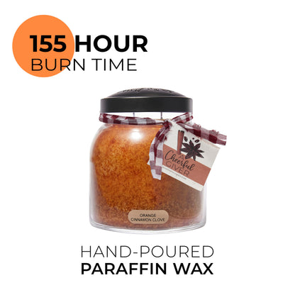 A Cheerful Giver — Orange Cinnamon Clove - 34oz Papa Scented Candle Jar with Lid - Keepers of the Light - 155 Hours of Burn Time, Gift for Women, Orange