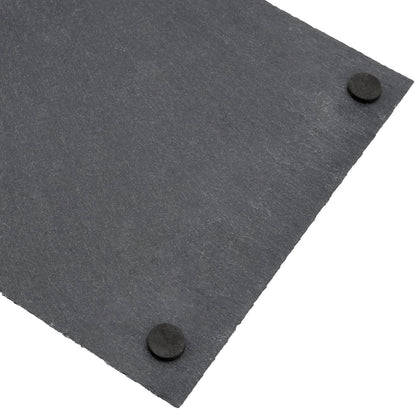 MUKLEI 4 Pack 12" x 8" Black Slate Cheese Boards, Slate Serving Platter with Natural Edge, Slate Stone Serving Tray for Cheese, Charcuterie, Sushi, Appetizers