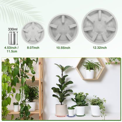 M METERXITY 2-Pack Plant Saucer, 6.3 Inch/16 cm Plastic Plant Trays Thicker for Pots/Indoor/Outdoor/Water Drainage and Protection, Flowerpot Drip Tray [Gray Veins]