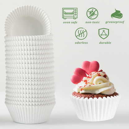 CHENZEM 1000 Count White Paper Cupcake Liners, Standard Size 2 Inch, Unbleached Baking Cups for Muffins and Cupcakes (White, 2 Inch)