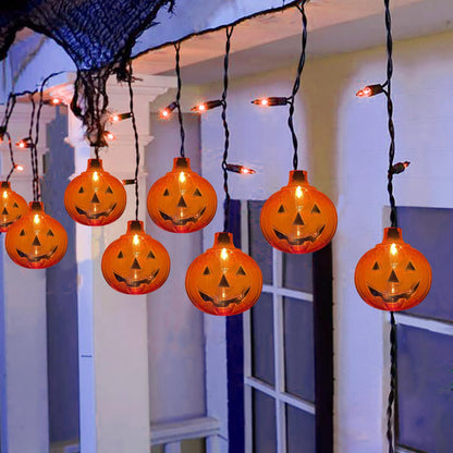 Halloween Pumpkin Icicle Lights, 7Ft Outdoor Halloween Decorations String Light with 10 Pumpkin Light 15 Mini Orange Bulbs, Plug in Pumpkin Curtain Lights for Indoor Outdoor Patio Party Holiday