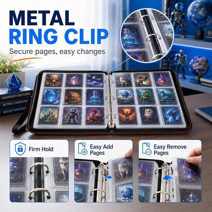 1008 Card Binder 9 Pocket, 3-Ring Trading Card Binder with 56 Page Removable Sleeves, High Storage Waterproof Trading Card Holder Collection Card Album Organizer Case for TCG Cards - Bird
