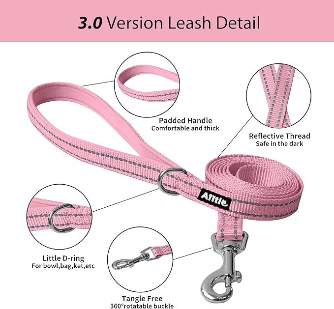 AIITLE Small Harness for Puppy with A Leash - Dog Vest Harness with Super Breathable Mesh, Reflective No-Pull Pet Harness for Outdoor Walking, Running for Small Dogs, Cats Pure Pink XXS