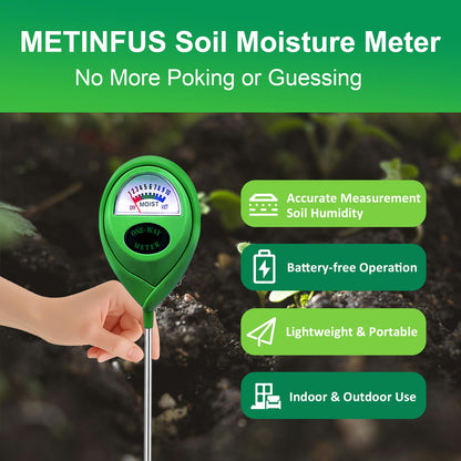 METINFUS Soil Moisture Meter, Hygrometer Soil Tester for Plants, Moisture Sensor, Soil Moisture Sensor without Battery, Ideal Garden Tool for Lawn, Indoor and Outdoor Use (Light Green, Pack of 2)