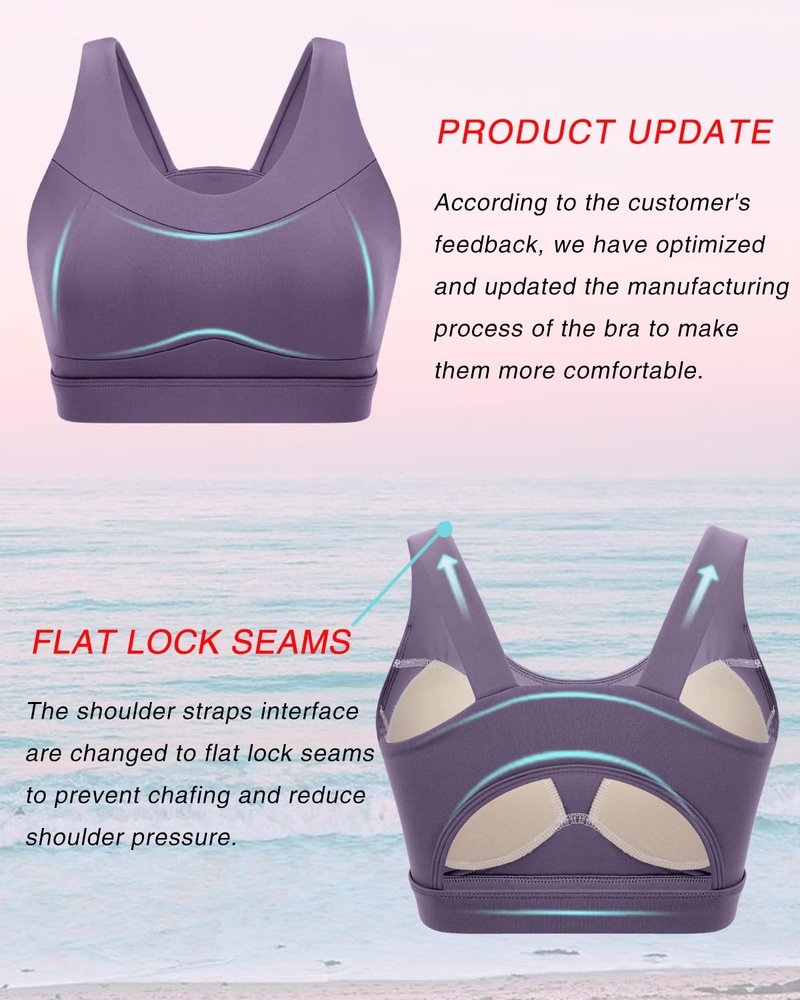RUNNING GIRL High Impact Sports Bras for Women,Racerback Bra Workout Crop Tops for Women(WX2667 Purple,L)
