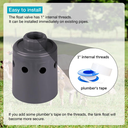 1" Float Valve, Automatic Water Filling, Maintaining Constant Water Level | Automatic Water Shut Off Valve | Water Tank Float Valve Can Be Used in Livestock Troughs, Reservoirs, Fountains, Etc.