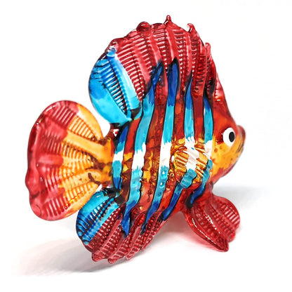 ZOOCRAFT Hand Blown Glass Fish Figurine Red Collectibles Aquarium Handicraft Miniature Sculpture