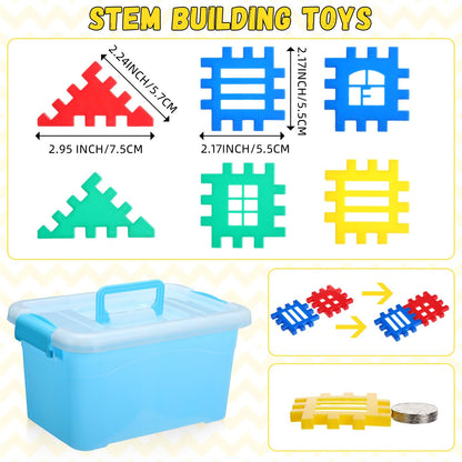 Sonwyoung 155 Pieces Interlocking Building Blocks for Kids with Storage Box Building Toys Waffle Blocks for Kids Construction Learning Educational Toy Sets