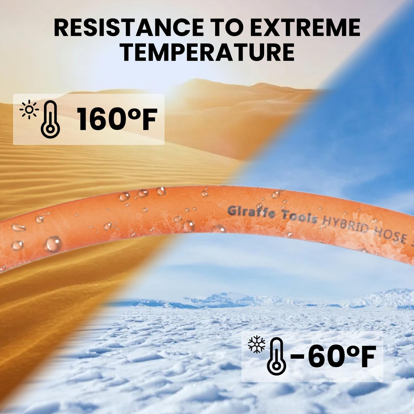 Giraffe Tools Hybrid Air Hose, 3/8 inch x 50 ft, 1/4 in. MNPT Fittings, 300 PSI Heavy Duty, Lightweight Air Compressor Hose