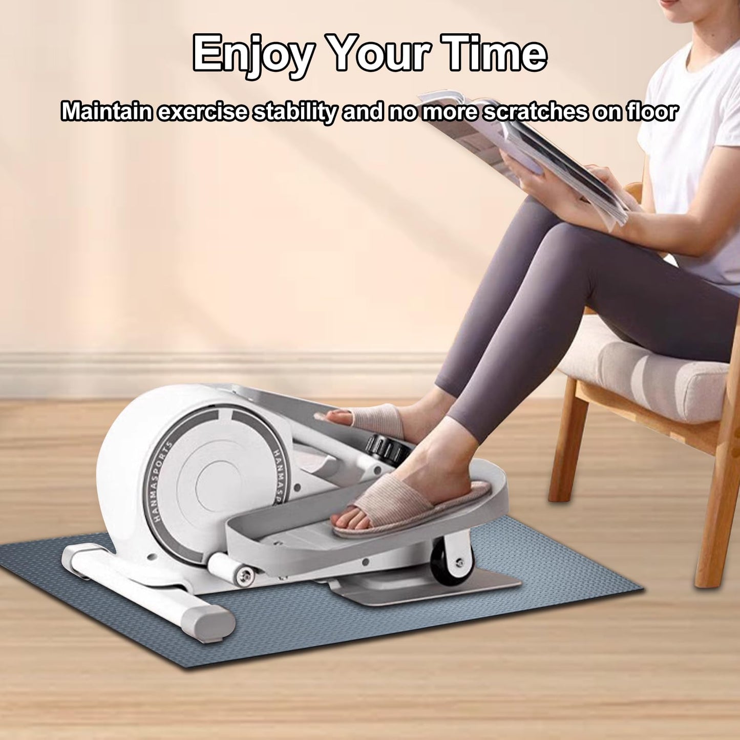 Non-Slip Mat for Ellipse Leg Exerciser Machine, Apply to Under Desk Elliptical Peddler While Sitting, Perfect for Electric Seated Foot Pedal Exerciser, Enhanced Stability & Floor Protection