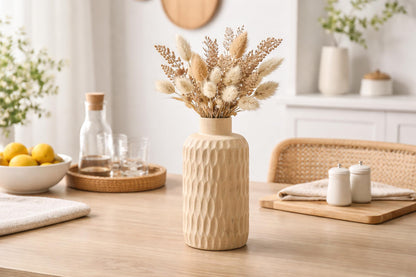 Aeravida Uniquely Etched Scales Light Brown Cylindrical Mango Tree Wooden Vase | Modern Flower Vase | Mango Tree Wooden Flower Vase | Handmade Home Office Table Vase| Flower Vases for Living Room