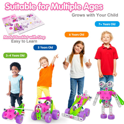 STEM Toys for 4 5 6 7 8+ Year Old Girl Birthday Gifts Pink Educational Building Toys for Kids Ages 4-8 5-7 8-10 Stem Kits Activities Construction Toys for Girls 4-6 6-8 Engineering Creative Games