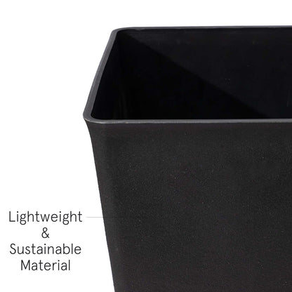 LA JOLIE MUSE 30 inch Tall Black Planters Set of 2, Indoor/Outdoor Rectangular Large V Shaped Taper Planters for Front Door
