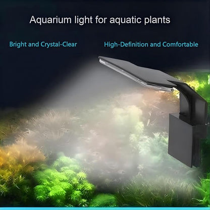 7W Nano Aquarium Light Clip-On Fish Tank Light with Timer & 9-Level Dimming&3 Colors for 1-5 Gallon Tanks, USB LED Full Spectrum Light (Adapter Not Included)
