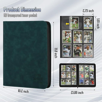 Trading Card Binder, Premium 9 Pocket Double Sided 540 Pocket PU Card Collection Binder, Collectible Trading Card Albums for MTG, TCG, Sport Card, Game Cards (Viridian)
